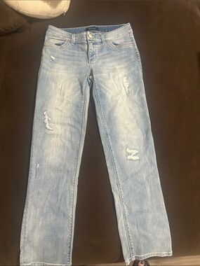 White House Black Market Light Blue Straight Leg Distressed Jeans